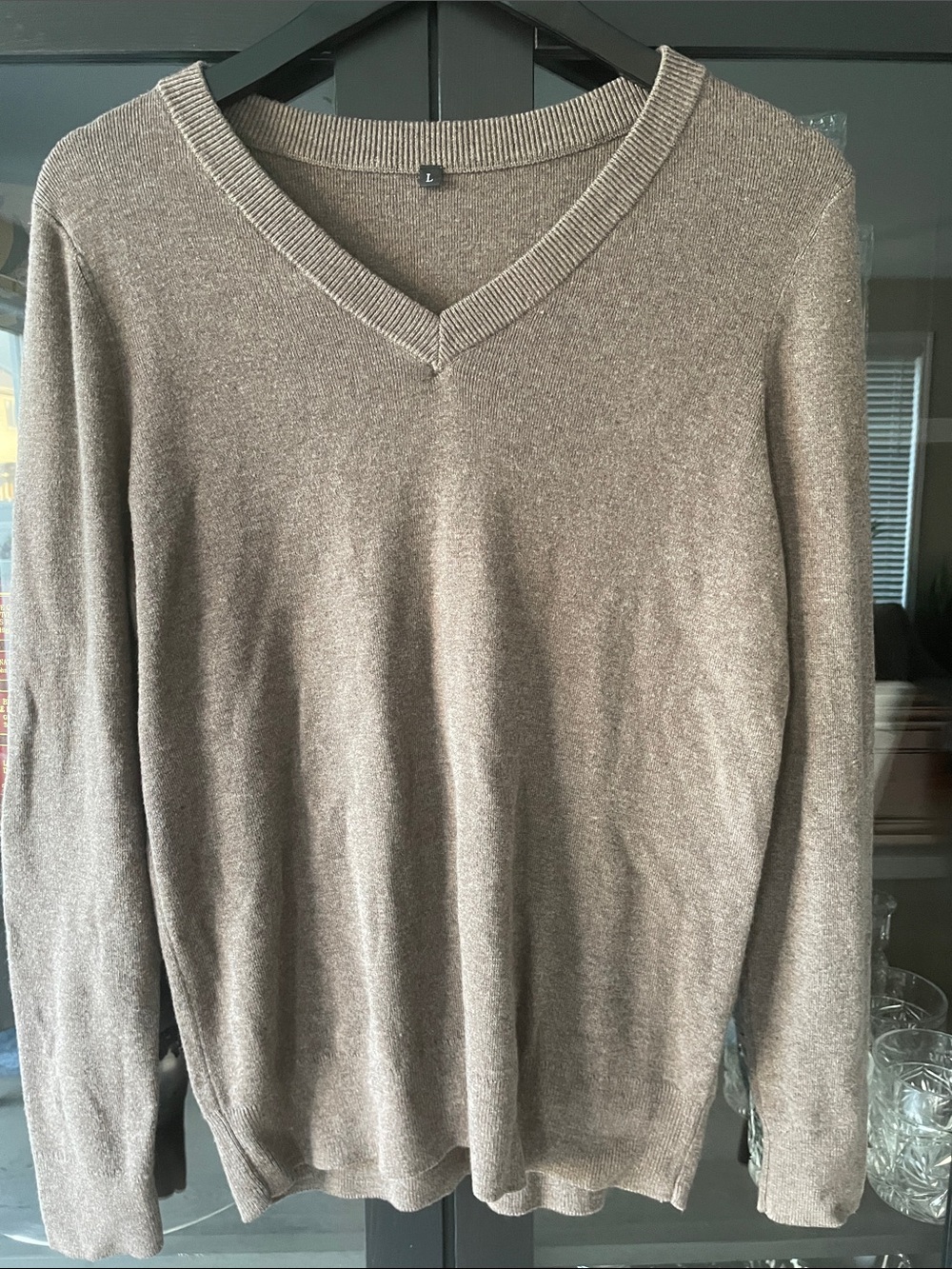 Men's V-Neck Sweater in Taupe — Soft Everyday Knit